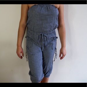 Strapless Striped Jumpsuit